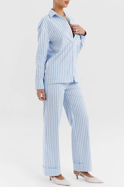 Mistress Rocks Blue Striped Baggy Trousers - SALE