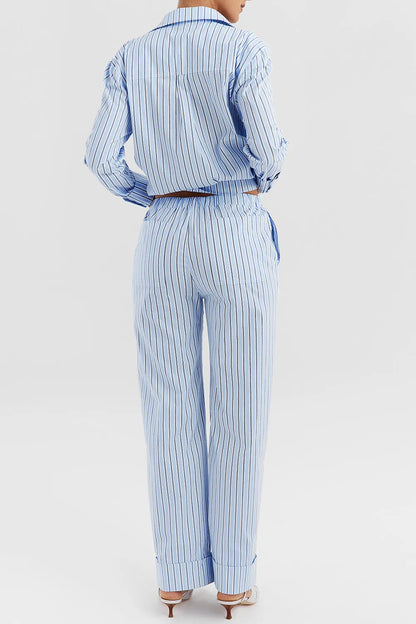 Mistress Rocks Blue Striped Baggy Trousers - SALE