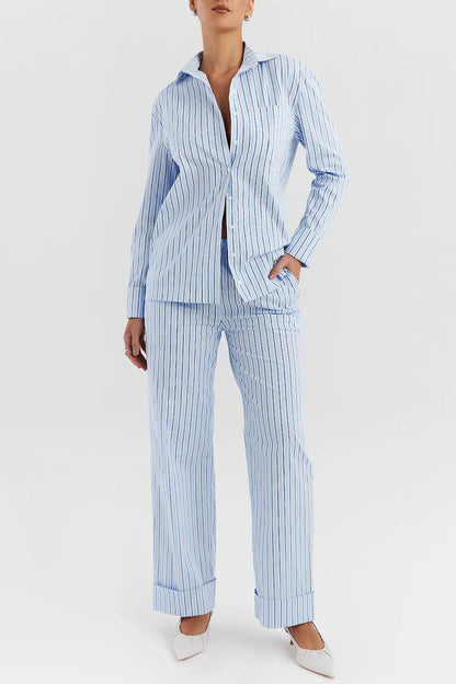 Mistress Rocks Blue Striped Baggy Trousers - SALE