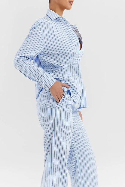 Mistress Rocks Blue Striped Boxy Shirt - SALE