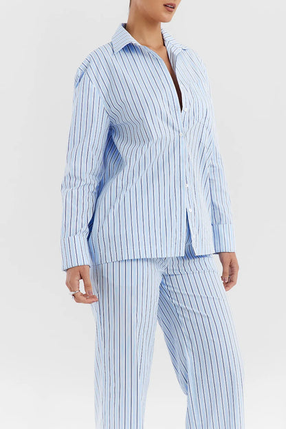 Mistress Rocks Blue Striped Boxy Shirt - SALE