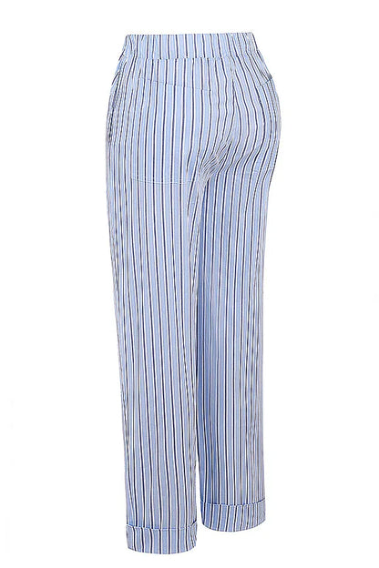 Mistress Rocks Blue Striped Baggy Trousers - SALE