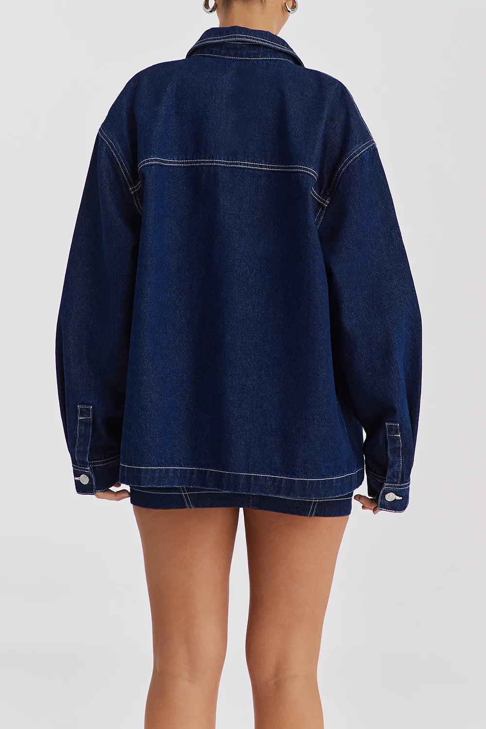 Mistress Rocks Dark Blue Oversized Denim Shirt - SALE