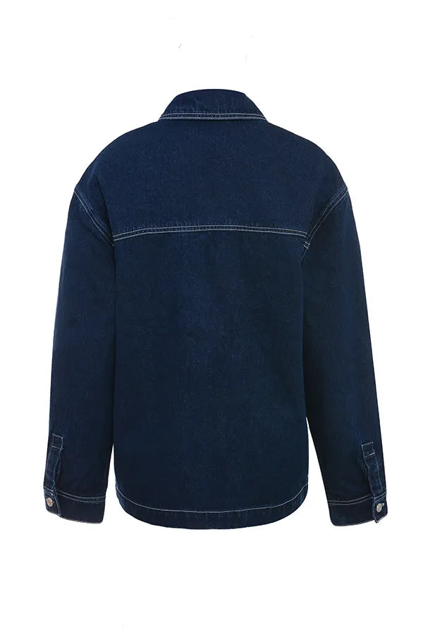 Mistress Rocks Dark Blue Oversized Denim Shirt - SALE