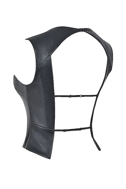 Mistress Rocks Black Vegan Leather Open Back Top - SALE