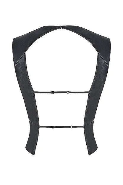 Mistress Rocks Black Vegan Leather Open Back Top - SALE