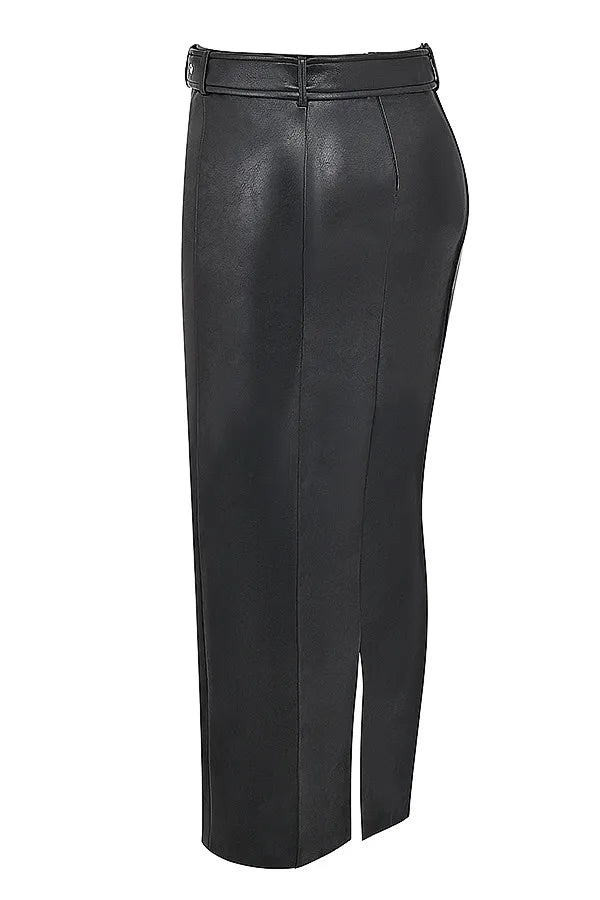 Mistress Rocks Black Vegan Leather Maxi Skirt - SALE