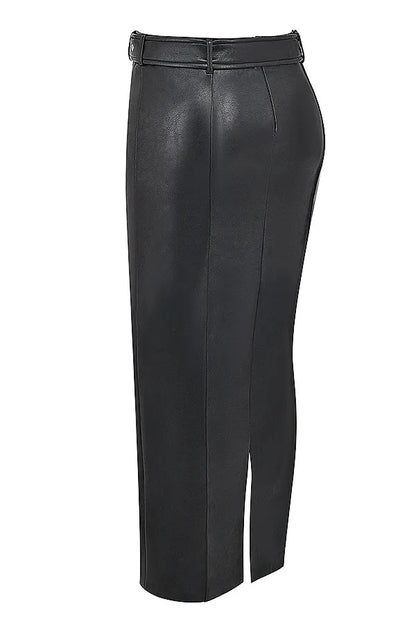 Mistress Rocks Black Vegan Leather Maxi Skirt - SALE