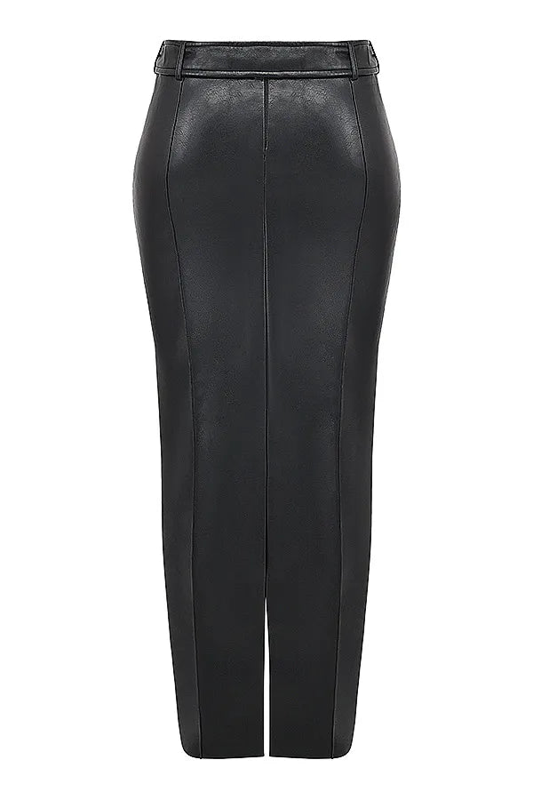 Mistress Rocks Black Vegan Leather Maxi Skirt - SALE