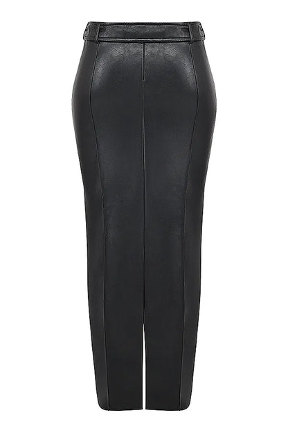 Mistress Rocks Black Vegan Leather Maxi Skirt - SALE