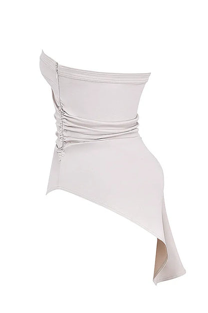 Mistress Rocks Taupe Draped Strapless Top - SALE