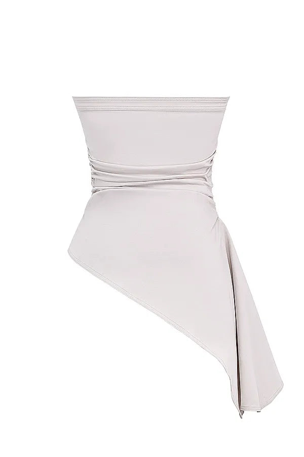 Mistress Rocks Taupe Draped Strapless Top - SALE