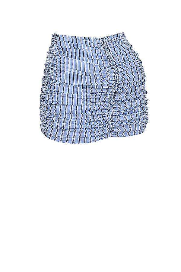 Mistress Rocks Blue Striped Ruffle Mini Skirt - SALE