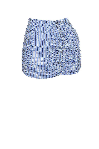 Mistress Rocks Blue Striped Ruffle Mini Skirt - SALE