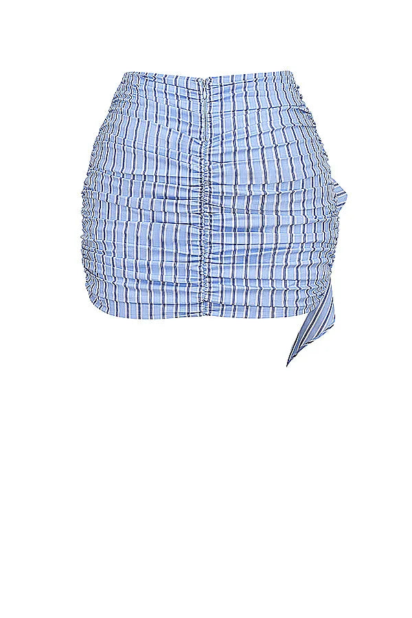 Mistress Rocks Blue Striped Ruffle Mini Skirt - SALE