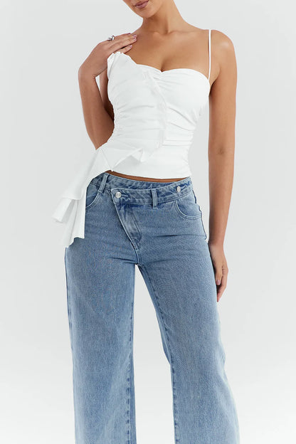 Mistress Rocks White Ruffle Top - SALE