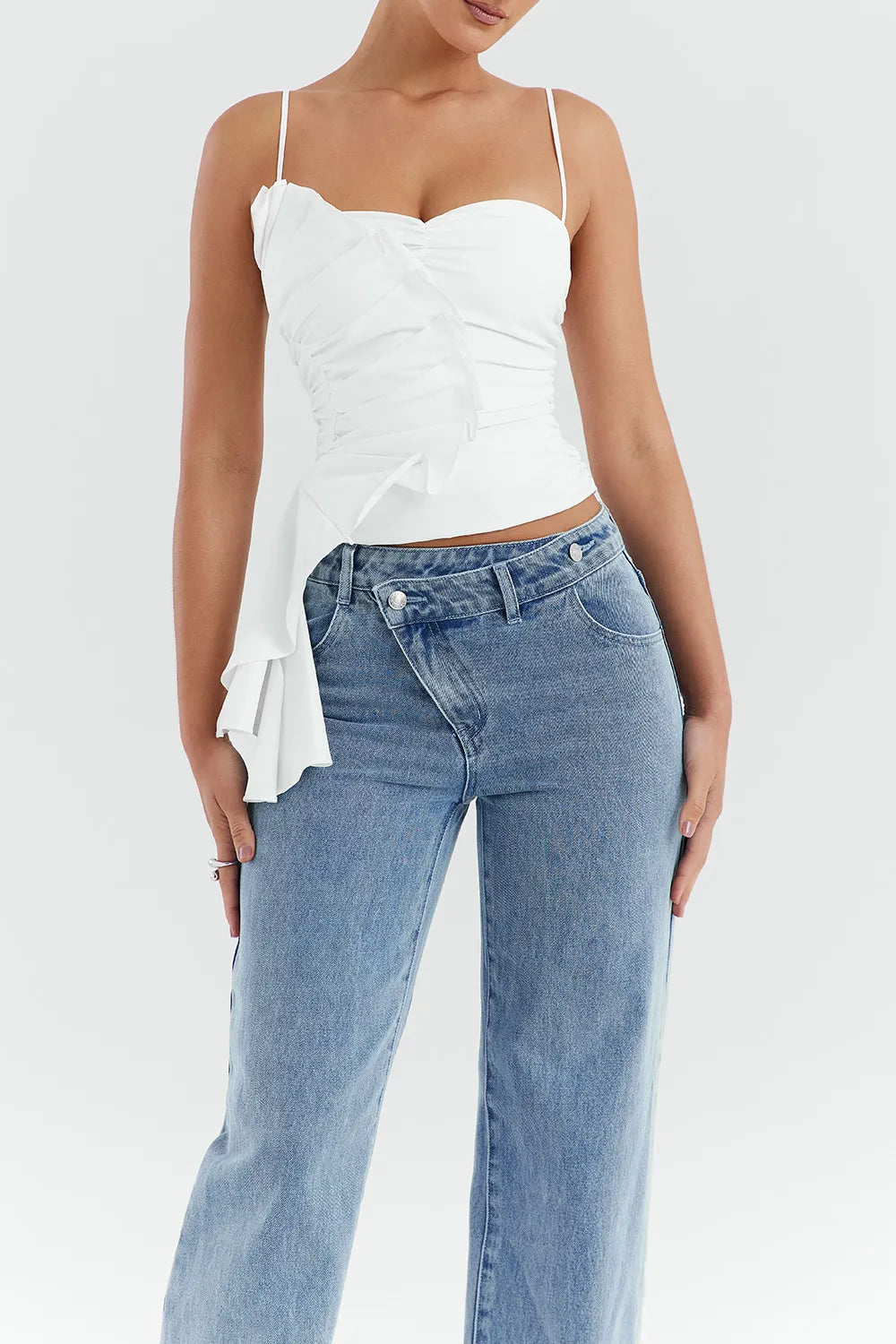 Mistress Rocks White Ruffle Top - SALE