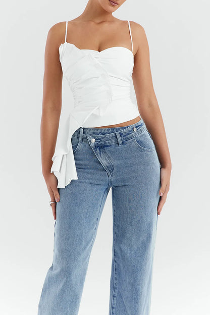 Mistress Rocks White Ruffle Top - SALE