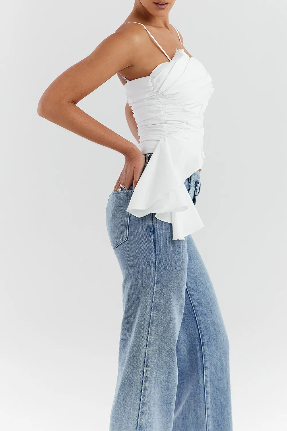 Mistress Rocks White Ruffle Top - SALE
