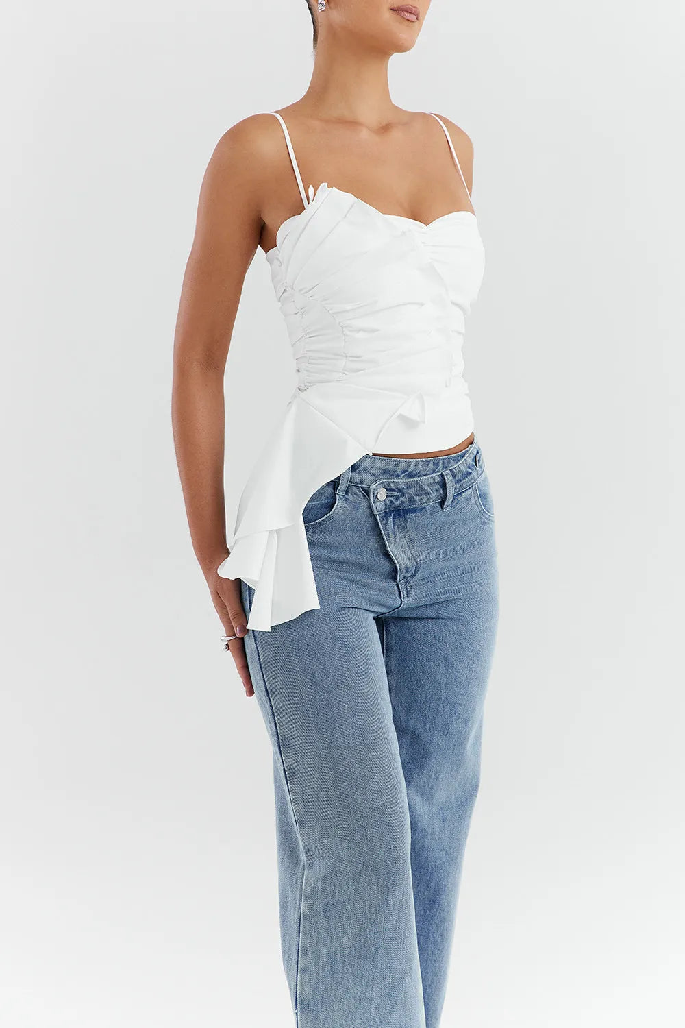 Mistress Rocks White Ruffle Top - SALE