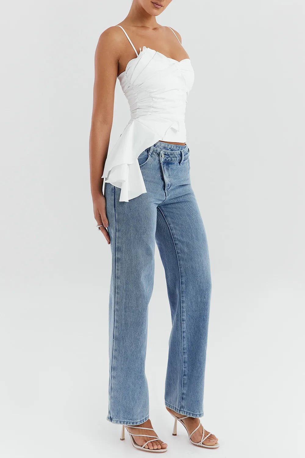 Mistress Rocks Blue Cross Front Baggy Jeans - SALE