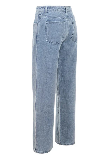 Mistress Rocks Blue Cross Front Baggy Jeans - SALE