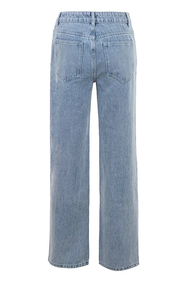 Mistress Rocks Blue Cross Front Baggy Jeans - SALE