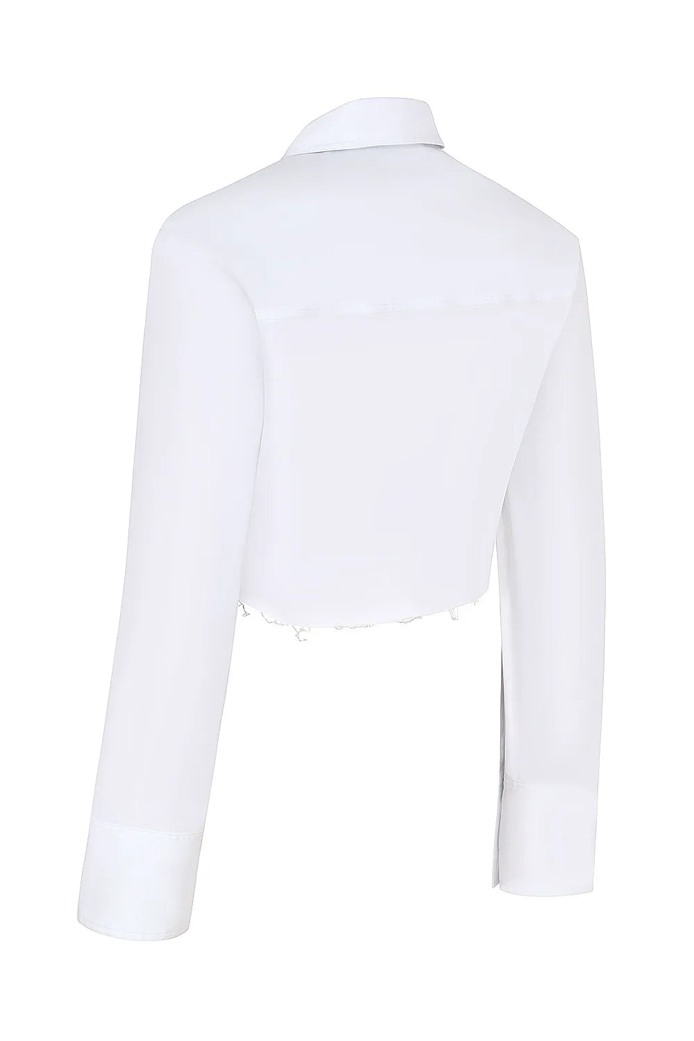 Mistress Rocks White Cropped Cotton Shirt - SALE