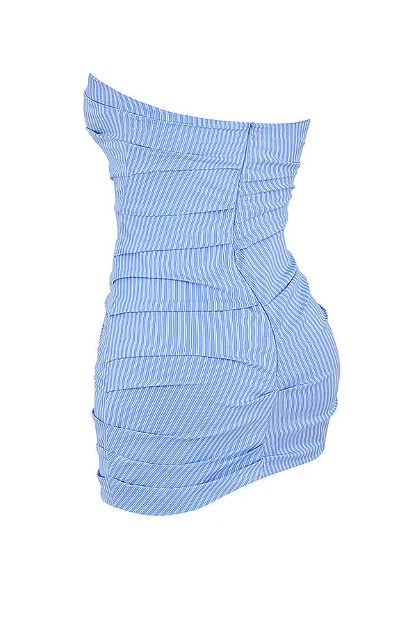 Mistress Rocks Blue Striped Ruffle Mini Dress - SALE