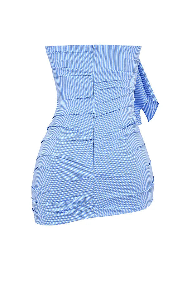 Mistress Rocks Blue Striped Ruffle Mini Dress - SALE