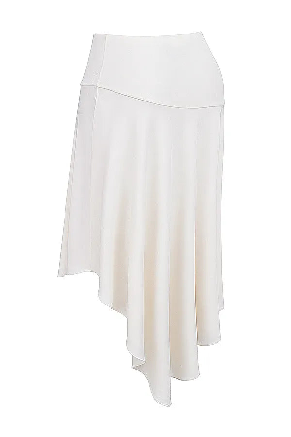 Mistress Rocks Ivory Asymmetric Midi Skirt - SALE