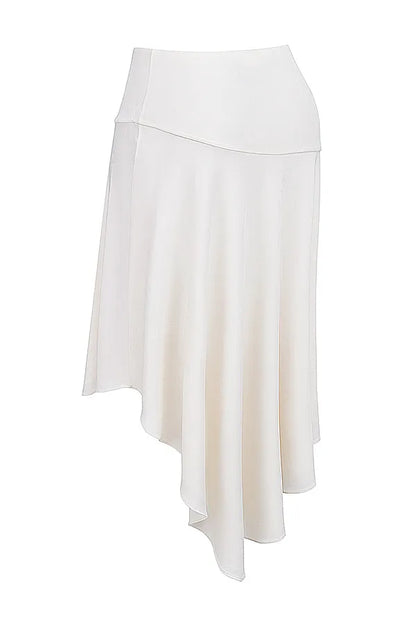 Mistress Rocks Ivory Asymmetric Midi Skirt - SALE