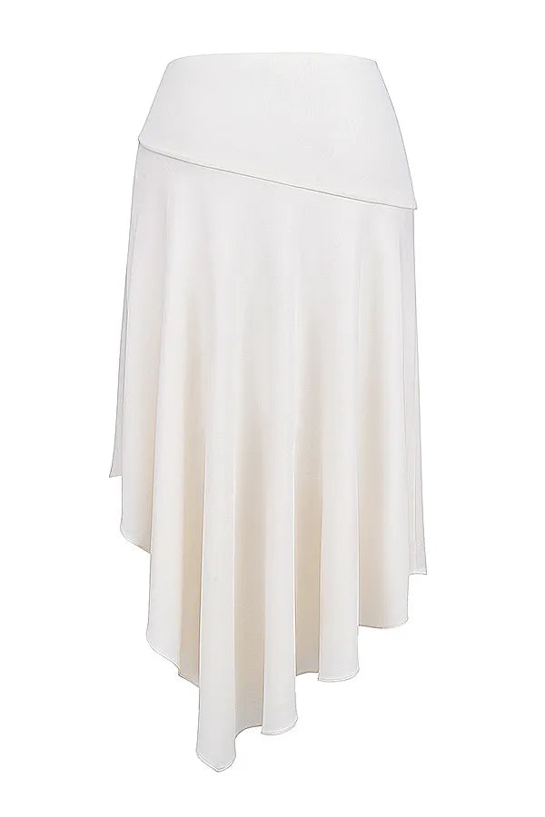 Mistress Rocks Ivory Asymmetric Midi Skirt - SALE