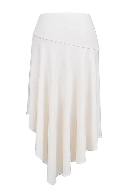 Mistress Rocks Ivory Asymmetric Midi Skirt - SALE