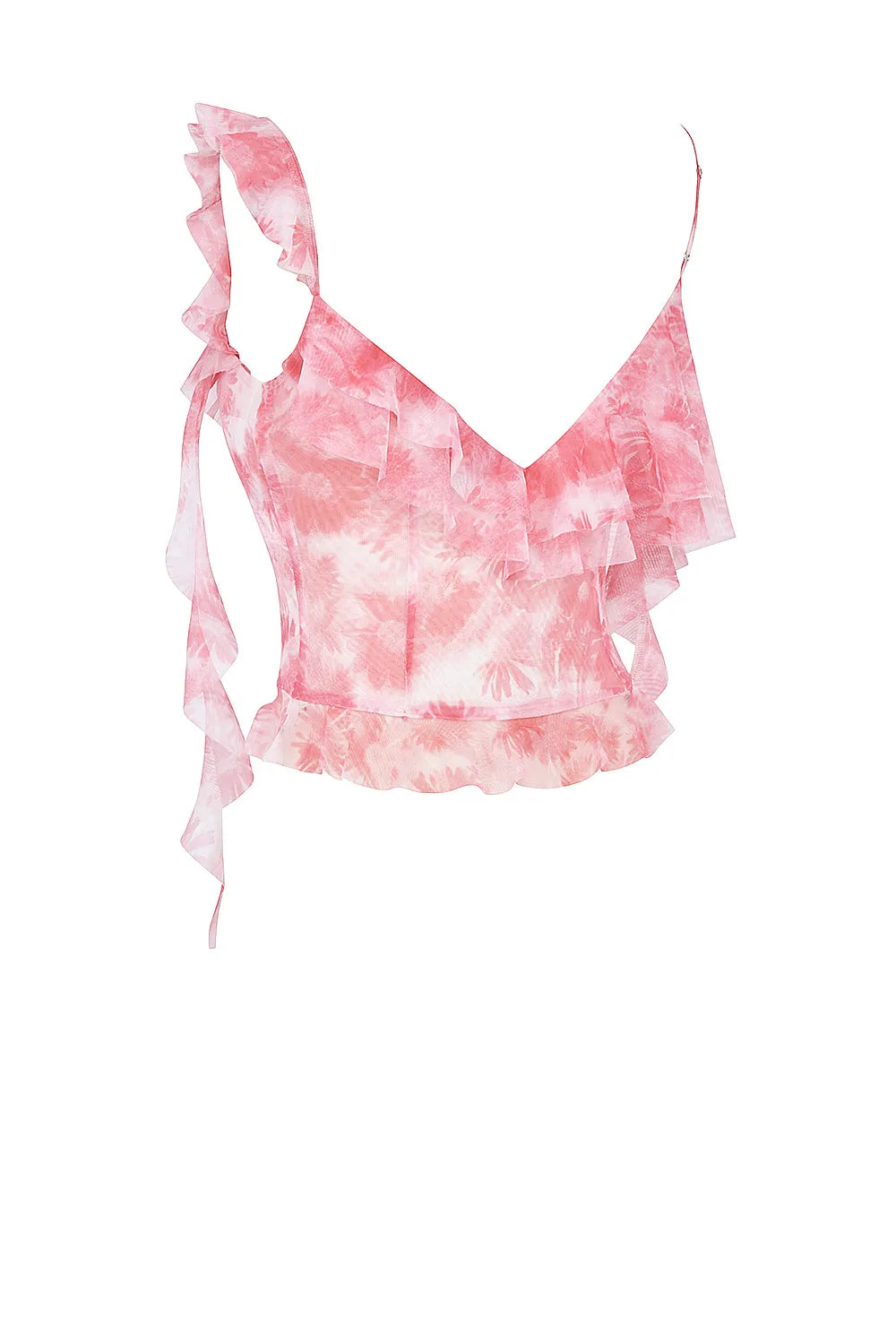 Mistress Rocks Pink Floral Print Ruffle Top - SALE