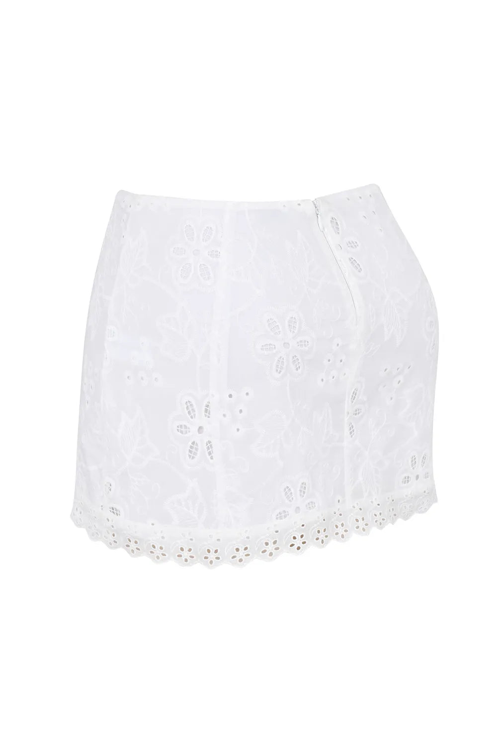 Mistress Rocks White Broderie Cotton Mini Skirt - SALE