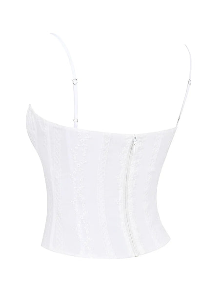 Mistress Rocks Cloud Broderie Cotton Corset Top - SALE