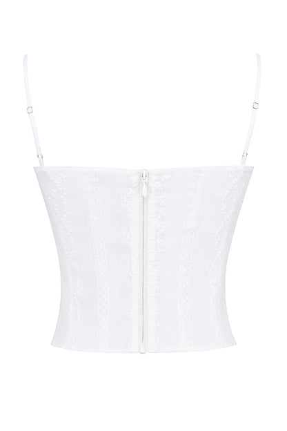 Mistress Rocks Cloud Broderie Cotton Corset Top - SALE