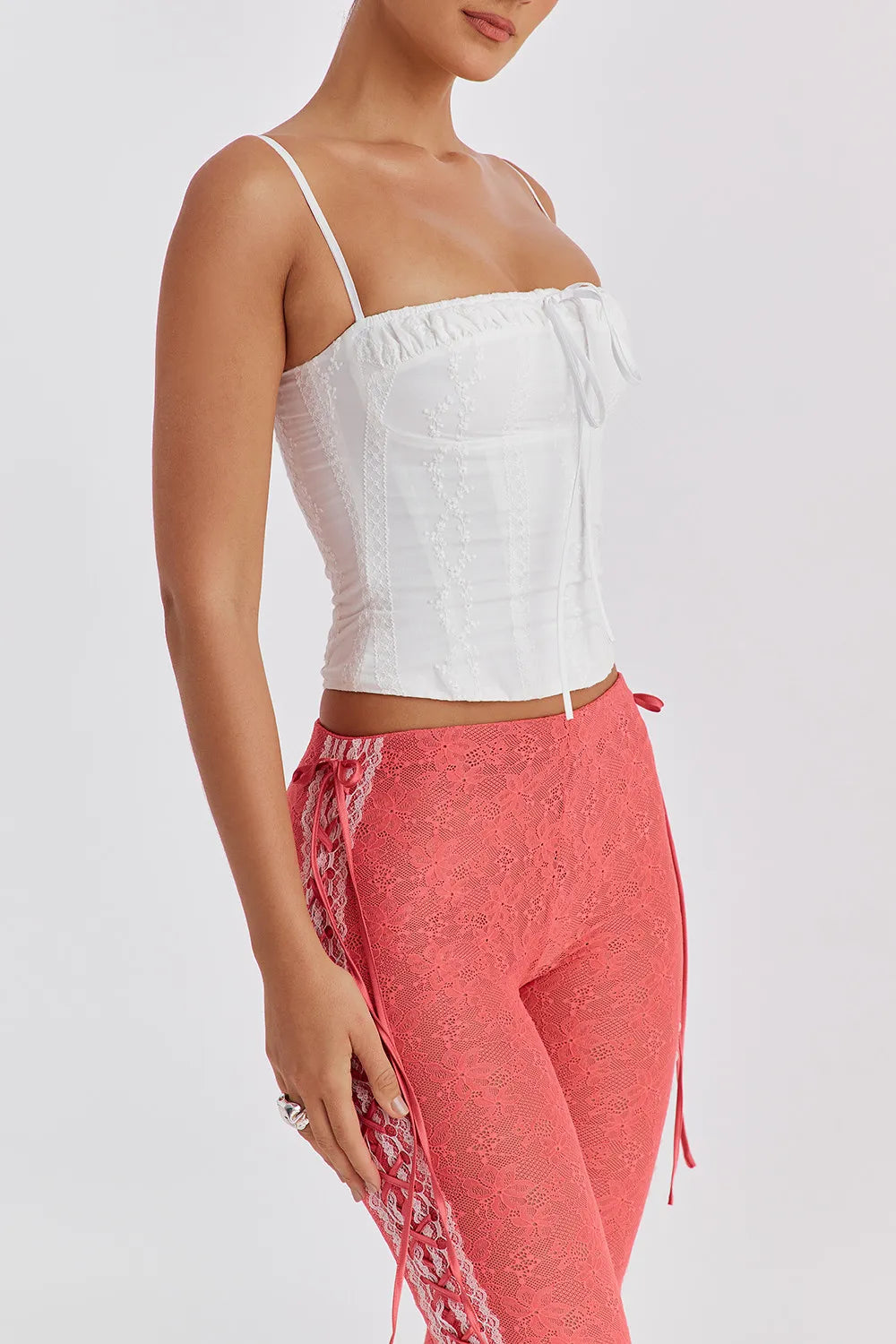 Mistress Rocks Cloud Broderie Cotton Corset Top - SALE