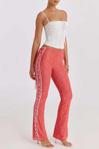 Mistress Rocks Grapefruit Lace Up Trousers - SALE