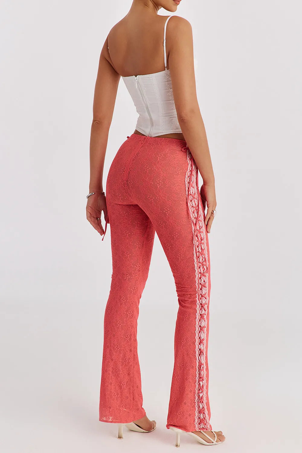 Mistress Rocks Grapefruit Lace Up Trousers - SALE