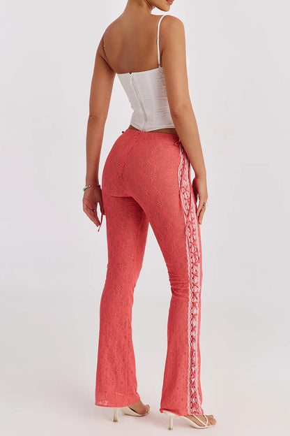Mistress Rocks Grapefruit Lace Up Trousers - SALE