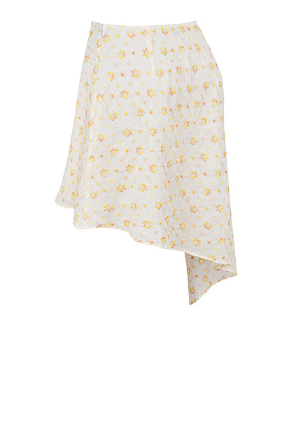 Mistress Rocks Cloud Floral Embroidered Hanky Hem Skirt - SALE