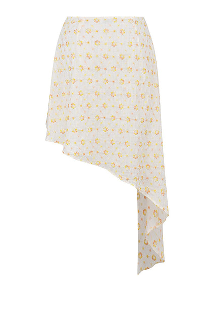 Mistress Rocks Cloud Floral Embroidered Hanky Hem Skirt - SALE