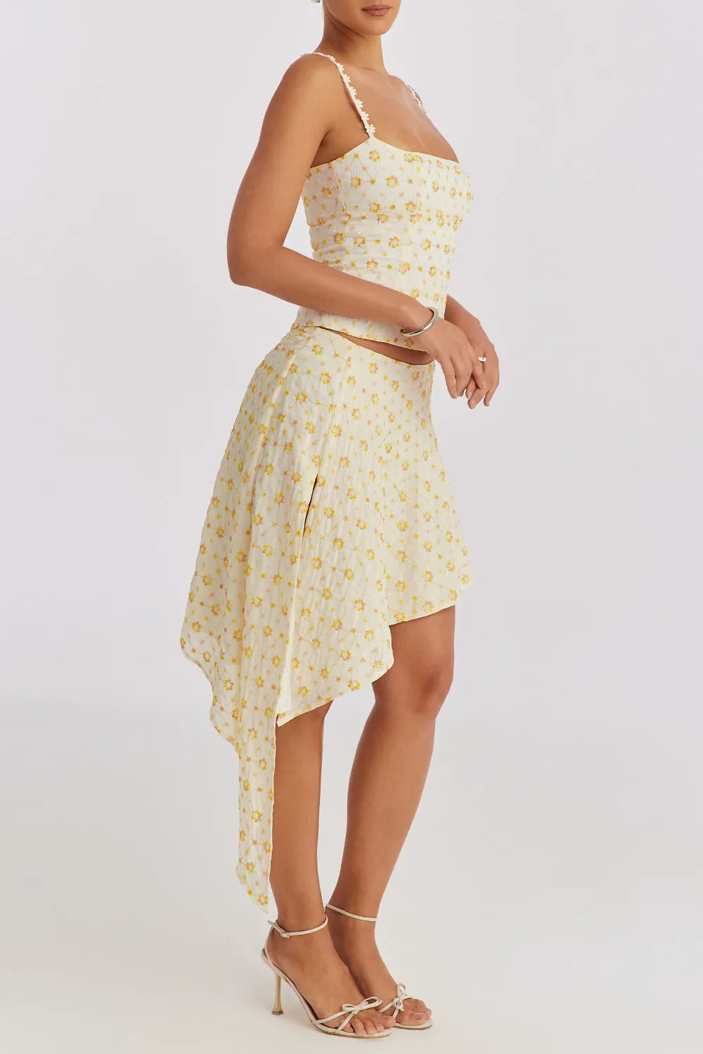 Mistress Rocks Cloud Floral Embroidered Hanky Hem Skirt - SALE