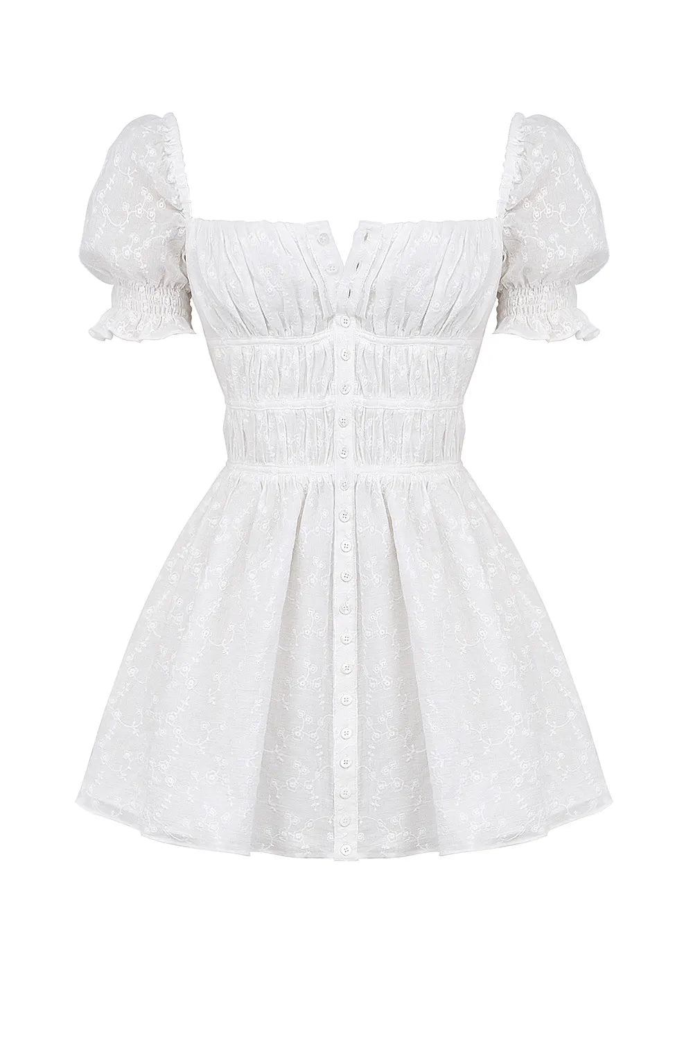 Mistress Rocks Cloud Gathered Broderie Mini Dress - SALE
