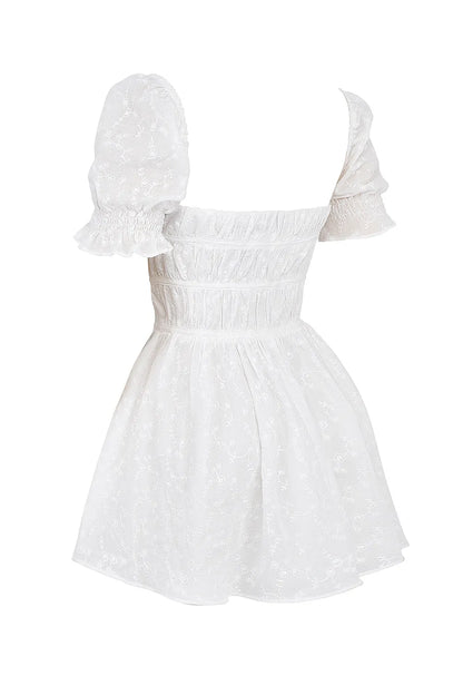Mistress Rocks Cloud Gathered Broderie Mini Dress - SALE