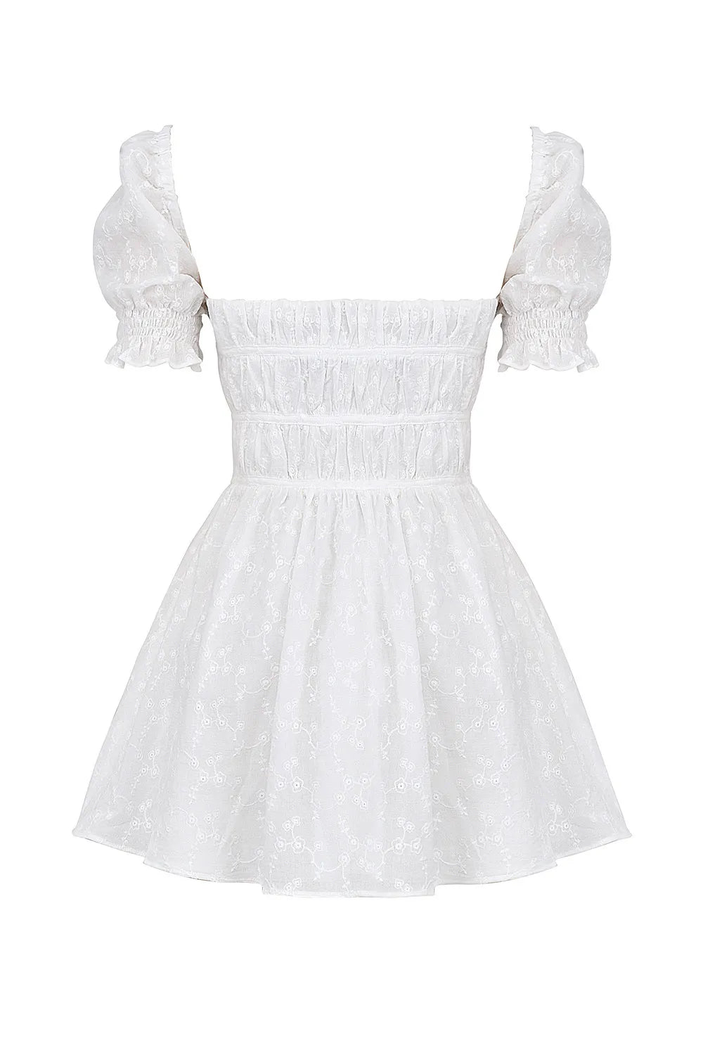 Mistress Rocks Cloud Gathered Broderie Mini Dress - SALE