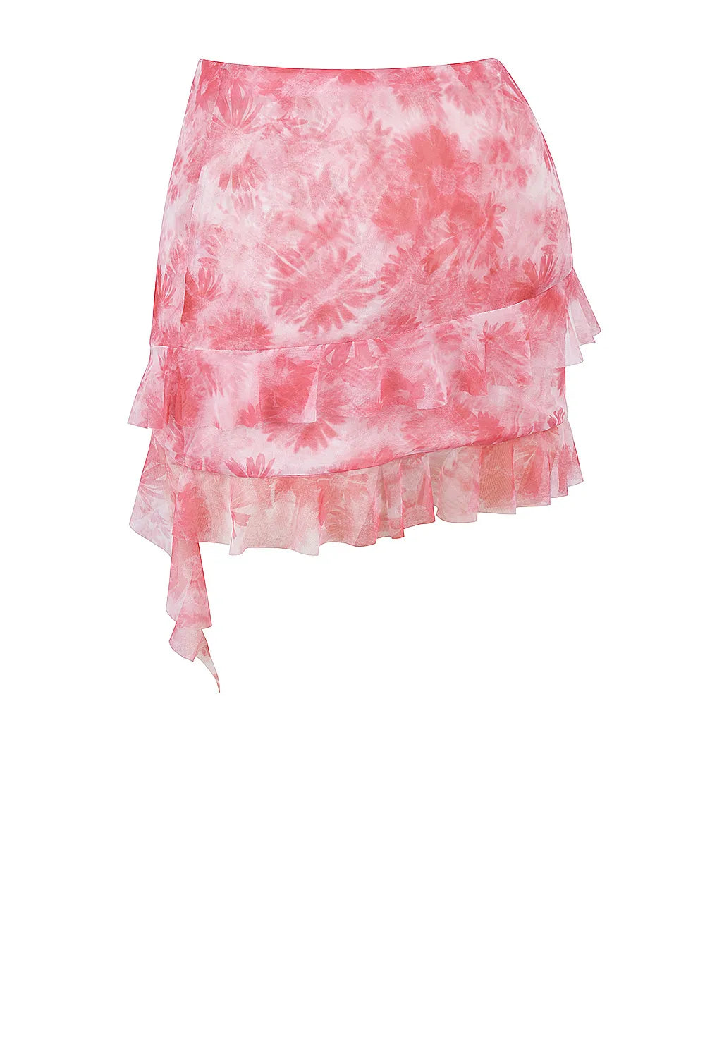 Mistress Rocks Pink Floral Print Ruffle Mini Skirt - SALE