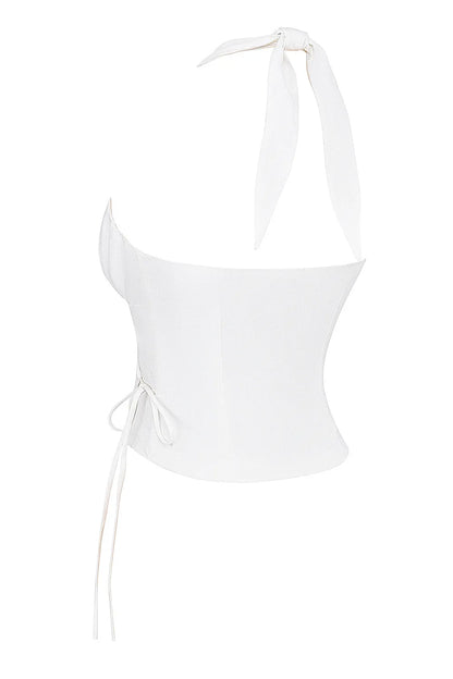 Mistress Rocks Cloud Wrap Floral Cutout Halter Top - SALE